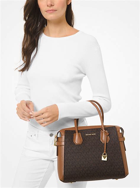 md tz satchel michael kors|Mercer Medium Signature Logo and Leather Belted Satchel.